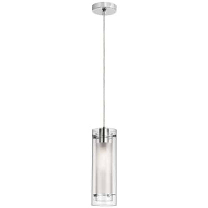 Dainolite 1 Light Pendant, Polished Chrome Finish, Clear Frosted Glass 22152-CF-PC