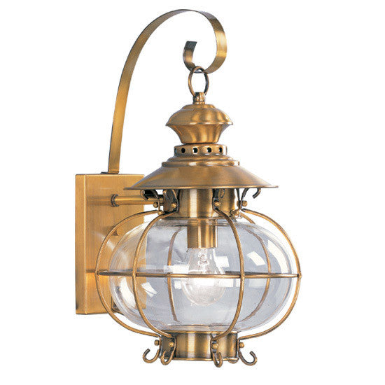 Livex Lighting Harbor Collection 1 Light FB Outdoor Wall Lantern in Flemish Brass 2222-22