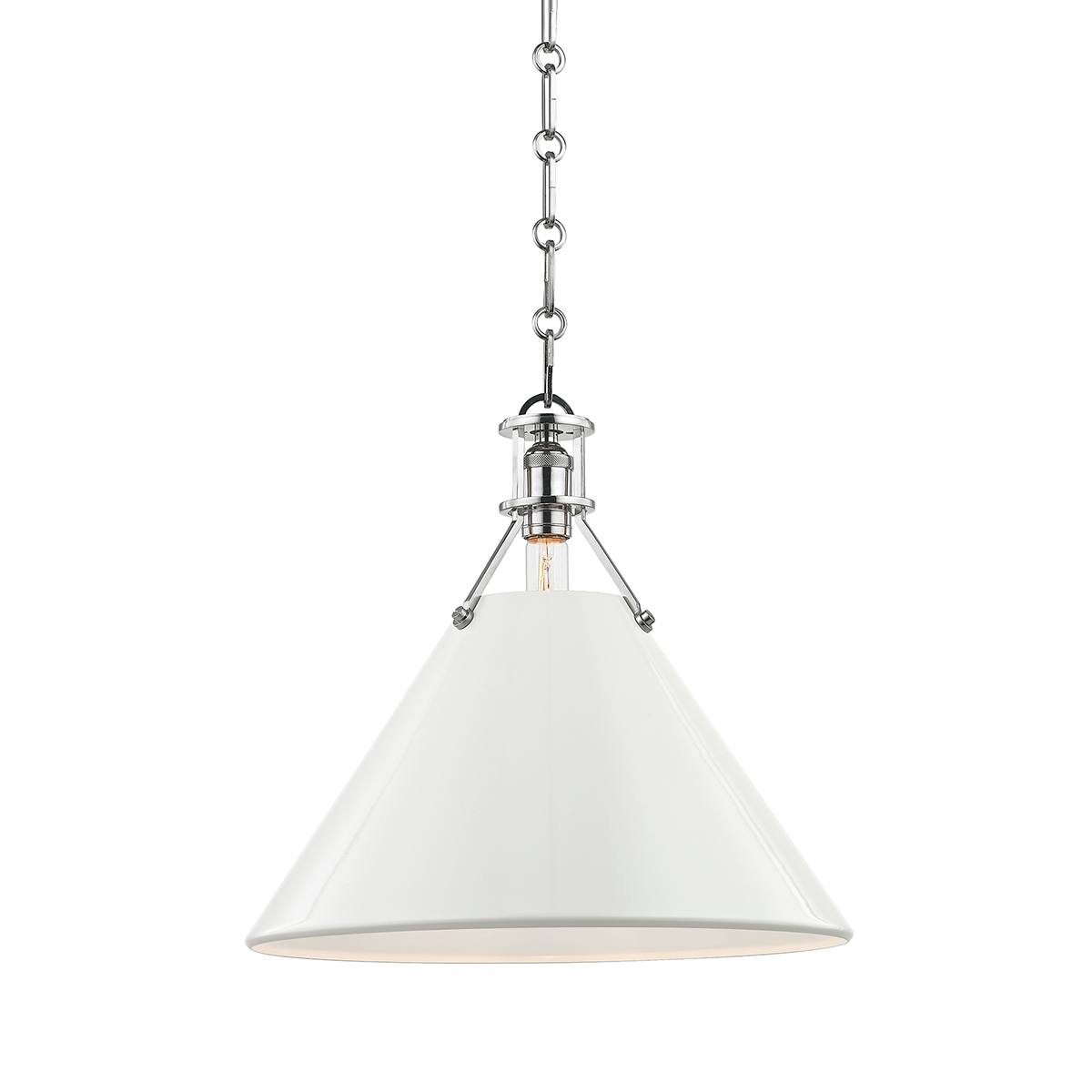 Hudson Valley Lighting Painted No.2 Pendant in Polished Nickel/off White MDS352-PN/OW