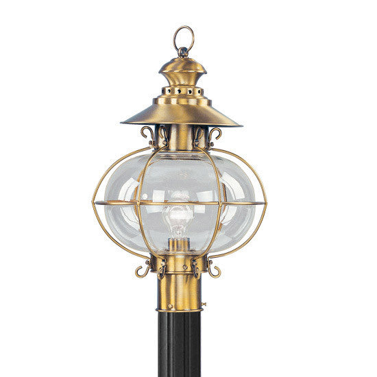 Livex Lighting Harbor Collection 1 Light FB Outdoor Post Lantern in Flemish Brass 2226-22