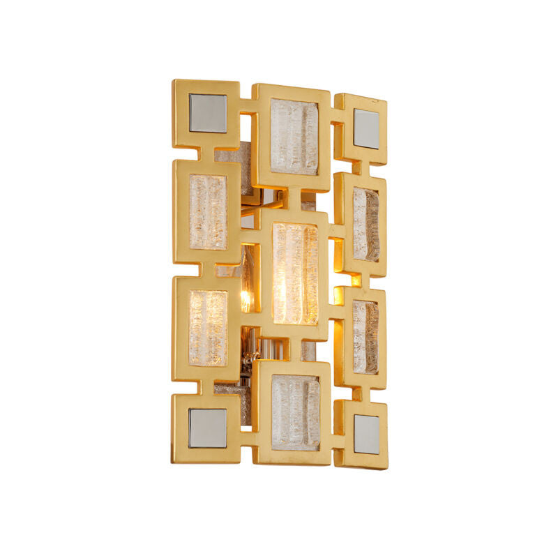 Corbett Lighting Motif Wall Sconce in Gold Leaf W Polished Stainless 223-11