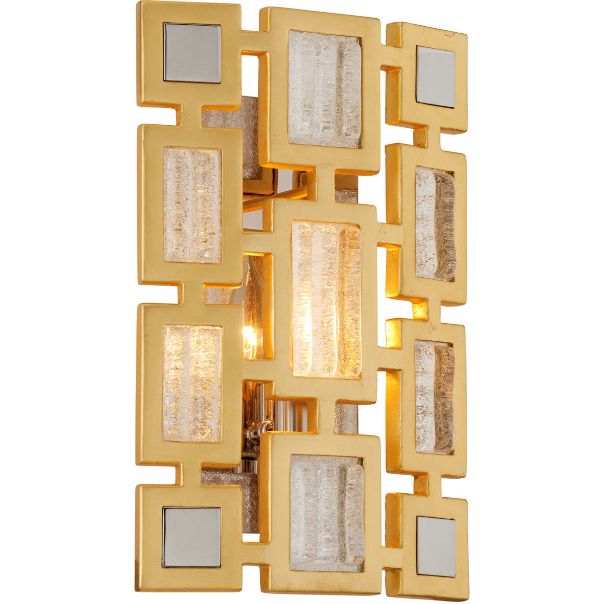 Corbett Lighting Motif Wall Sconce in Gold Leaf W Polished Stainless 223-11