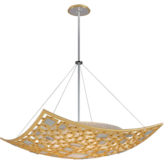 Corbett Lighting Motif Chandelier in Gold Leaf W Polished Stainless 223-45