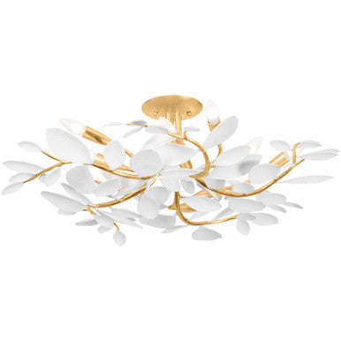 Hudson Valley Lighting Marabec Semi Flush in Vintage Gold Leaf/ White Plaster 2232-VGL/WP