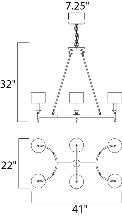 Maxim Fairmont 6-Light Chandelier in Natural Aged Brass 22376OMNAB