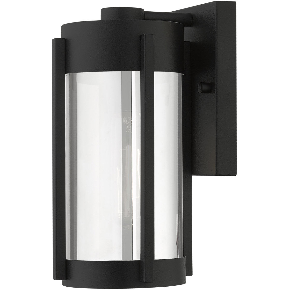 Livex Lighting Sheridan  Collection 1 Lt Black Outdoor Wall Lantern in Black with Brushed Nickel Candles 22380-04