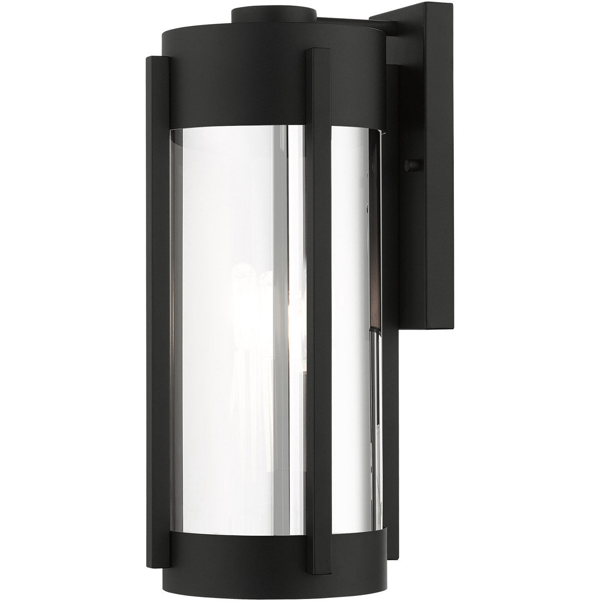 Livex Lighting Sheridan  Collection 3 Lt Black Outdoor Wall Lantern  in Black with Brushed Nickel Candles 22383-04