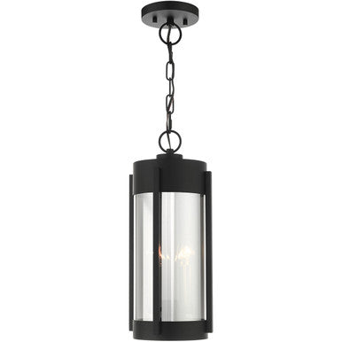 Livex Lighting Sheridan  Collection 2 Lt Black Outdoor Pendant Lantern  in Black with Brushed Nickel Candles 22385-04