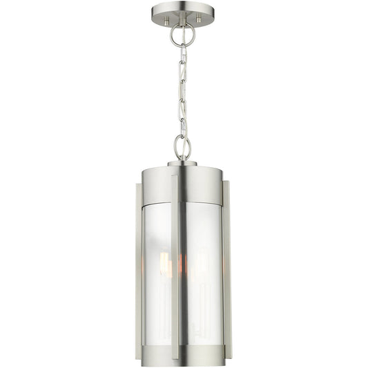 Livex Lighting Sheridan  Collection 2 Lt Brushed Nickel Outdoor Pendant Lantern  in Brushed Nickel 22385-91