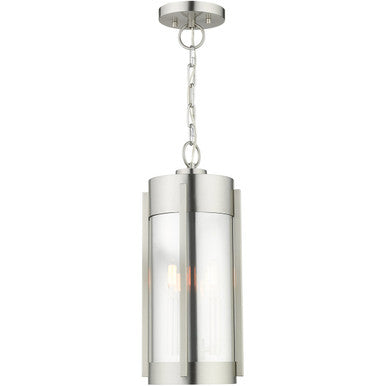 Livex Lighting Sheridan  Collection 2 Lt Brushed Nickel Outdoor Pendant Lantern  in Brushed Nickel 22385-91