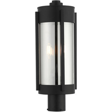 Livex Lighting Sheridan  Collection 2 Lt Black Outdoor Post Top Lantern  in Black with Brushed Nickel Candles 22386-04