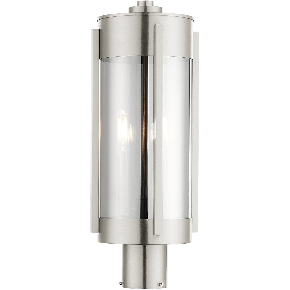 Livex Lighting Sheridan  Collection 2 Lt Brushed Nickel Outdoor Post Top Lantern in Brushed Nickel 22386-91