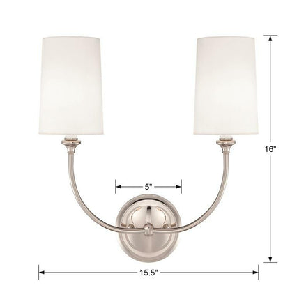 OPEN BOX NEW: Crystorama Libby Langdon for Crystorama Sylvan 2 Light Polished Nickel Sconce 2242-PN