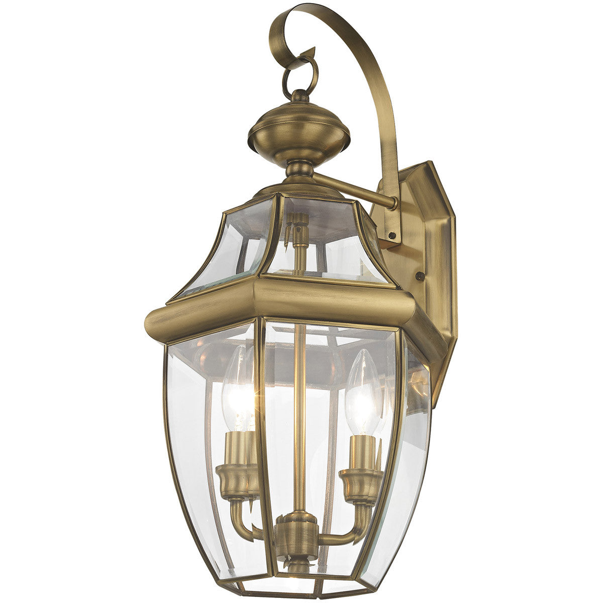 Livex Lighting Monterey Collection 2 Light AB Outdoor Wall Lantern in Antique Brass 2251-01