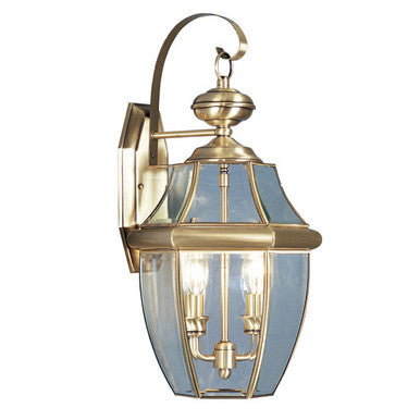 Livex Lighting Monterey Collection 2 Light AB Outdoor Wall Lantern in Antique Brass 2251-01