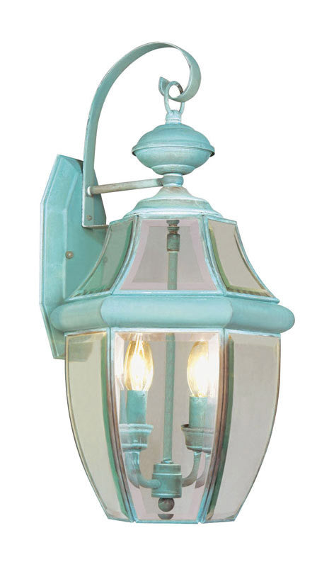 Livex Lighting Monterey Collection 2 Light Verdigris Outdoor Wall Lantern in Verdigris 2251-06