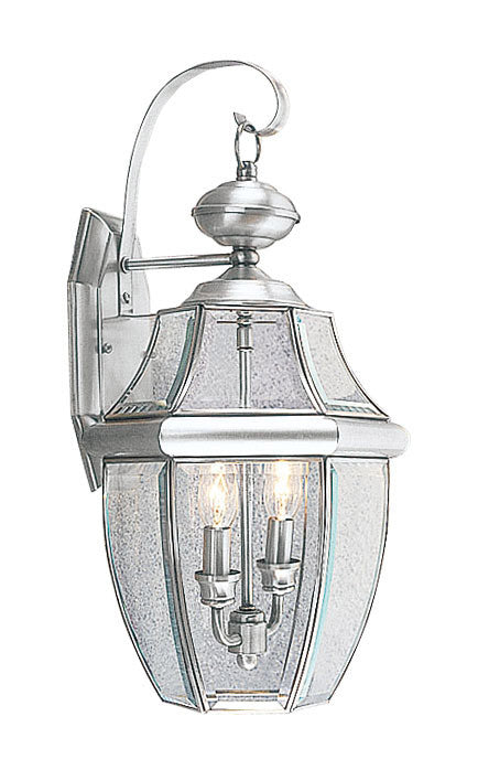 Livex Lighting Monterey Collection 2 Light BN Outdoor Wall Lantern in Brushed Nickel 2251-91