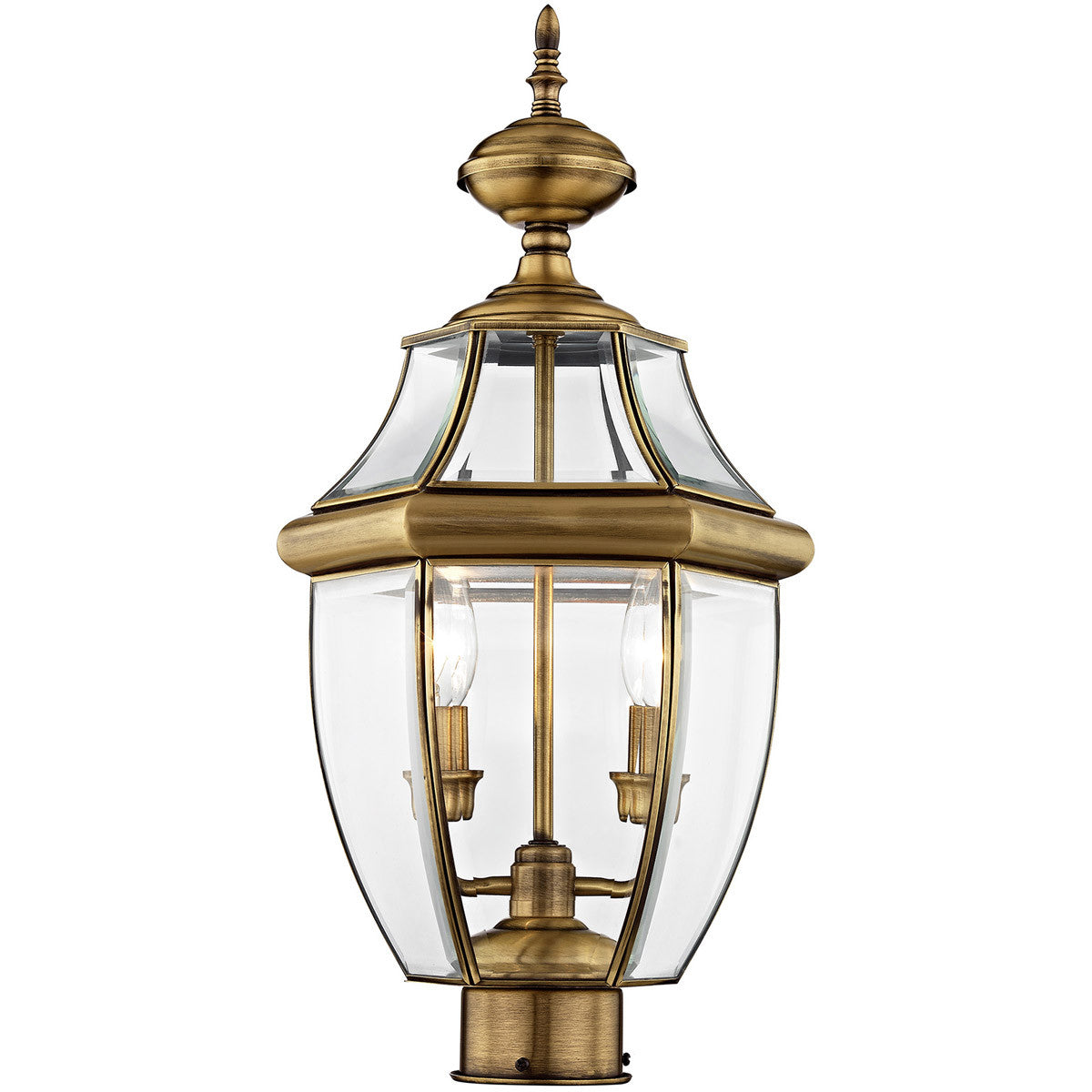 Livex Lighting Monterey Collection 2 Light AB Outdoor Post Lantern in Antique Brass 2254-01