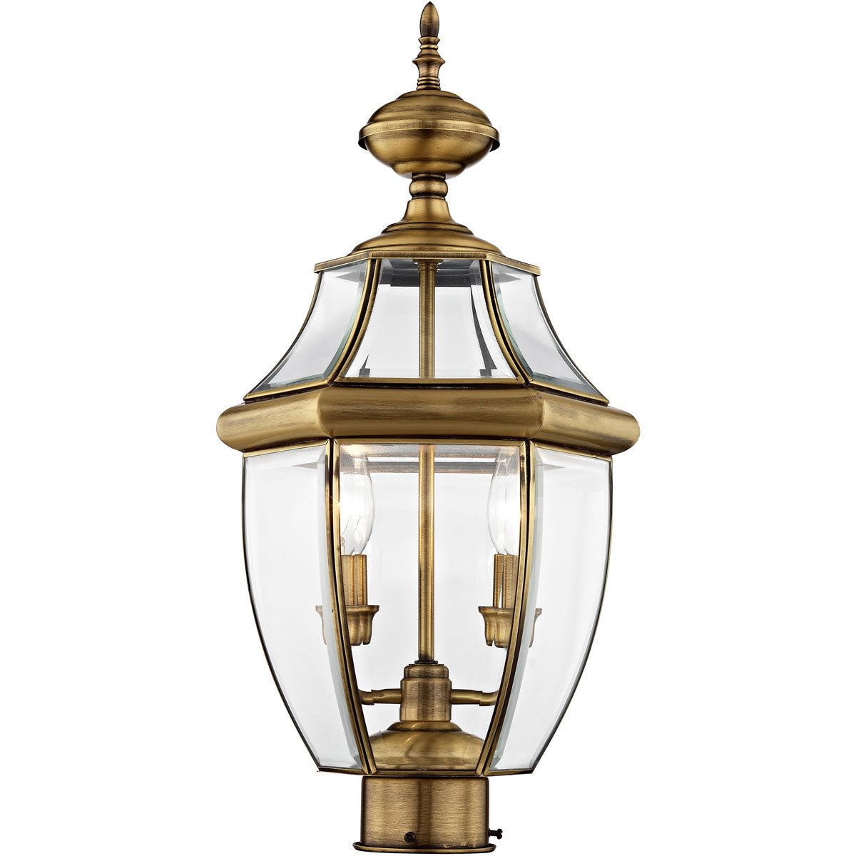 Livex Lighting Monterey Collection 2 Light AB Outdoor Post Lantern in Antique Brass 2254-01