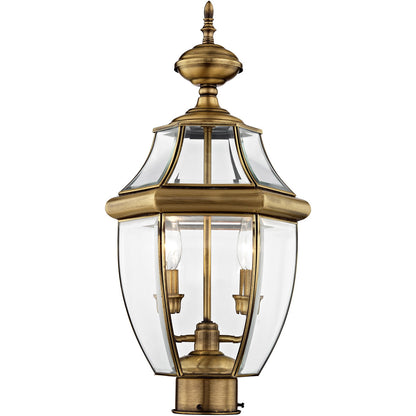 Livex Lighting Monterey Collection 2 Light AB Outdoor Post Lantern in Antique Brass 2254-01