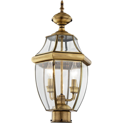 Livex Lighting Monterey Collection 2 Light AB Outdoor Post Lantern in Antique Brass 2254-01