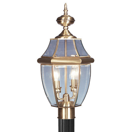 Livex Lighting Monterey Collection 2 Light AB Outdoor Post Lantern in Antique Brass 2254-01