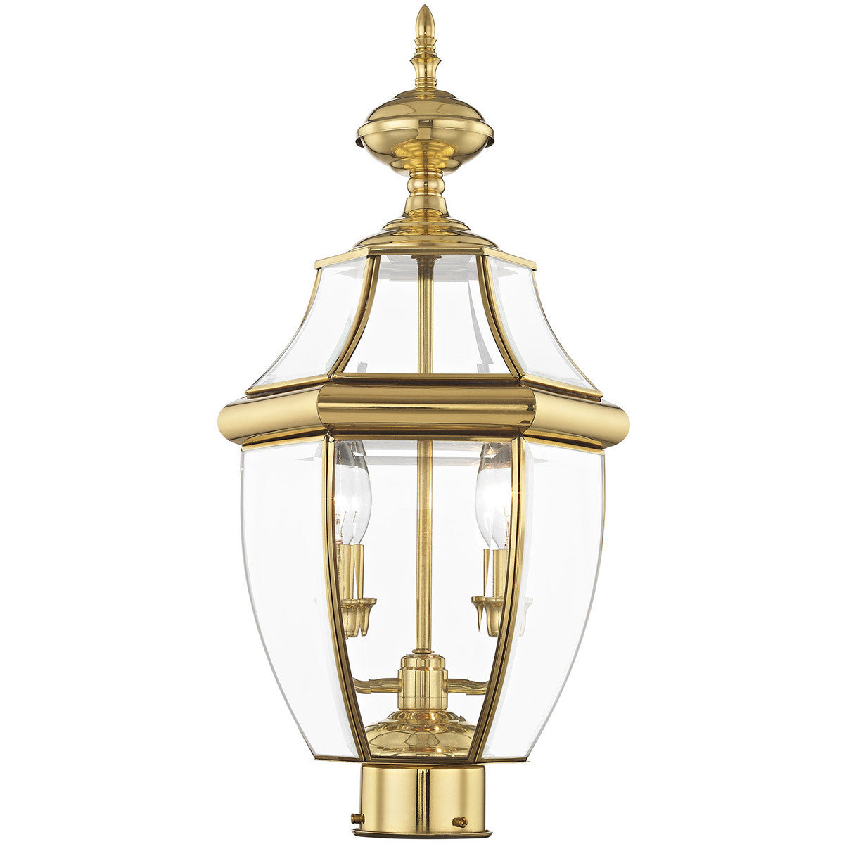 Livex Lighting Monterey Collection 2 Light PB Outdoor Post Lantern in Polished Brass 2254-02