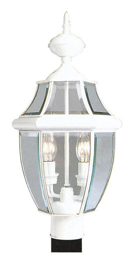 Livex Lighting Monterey Collection 2 Light White Outdoor Post Lantern in White 2254-03