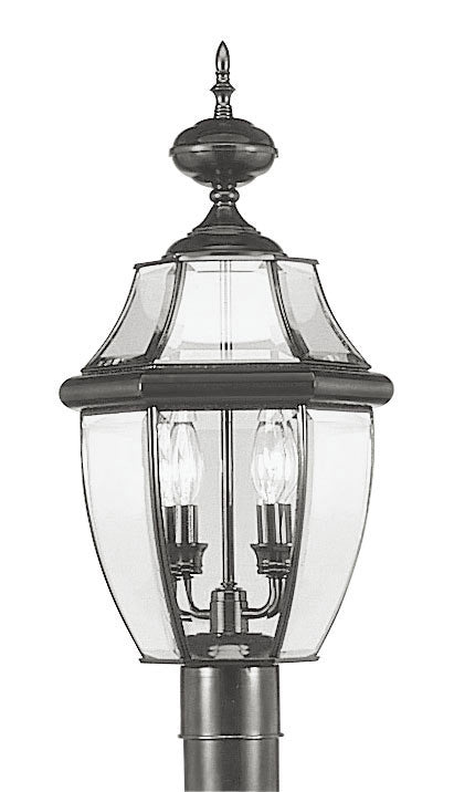 Livex Lighting Monterey Collection 2 Light Black Outdoor Post Lantern in Black 2254-04