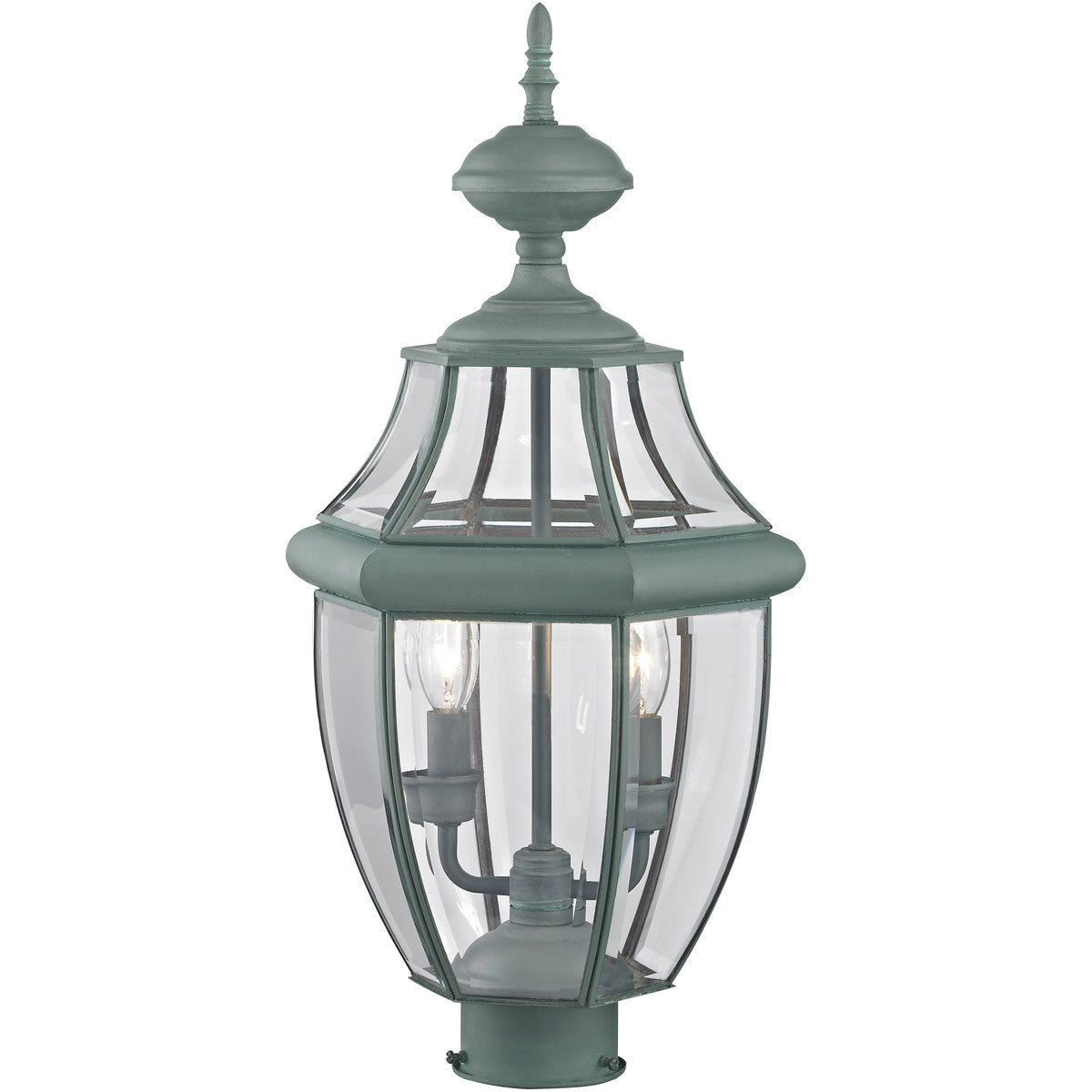 Livex Lighting Monterey Collection 2 Light Verdigris Outdoor Post Lantern in Verdigris 2254-06