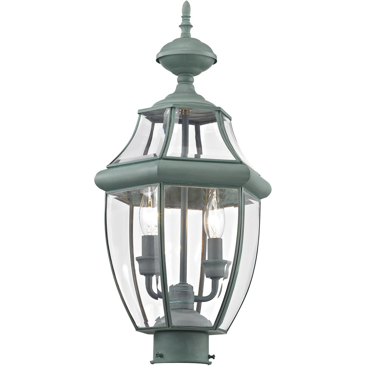 Livex Lighting Monterey Collection 2 Light Verdigris Outdoor Post Lantern in Verdigris 2254-06