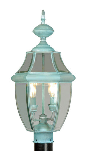 Livex Lighting Monterey Collection 2 Light Verdigris Outdoor Post Lantern in Verdigris 2254-06