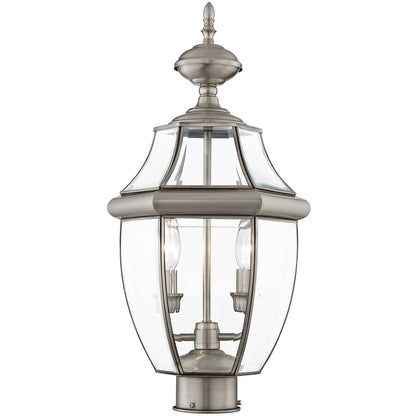 Livex Lighting Monterey Collection 2 Light BN Outdoor Post Lantern in Brushed Nickel 2254-91