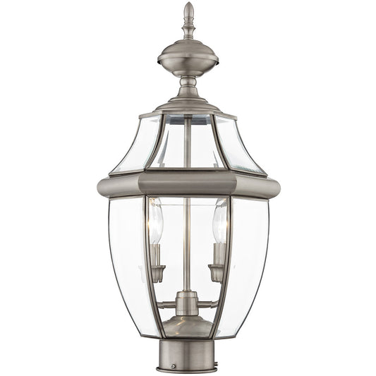 Livex Lighting Monterey Collection 2 Light BN Outdoor Post Lantern in Brushed Nickel 2254-91