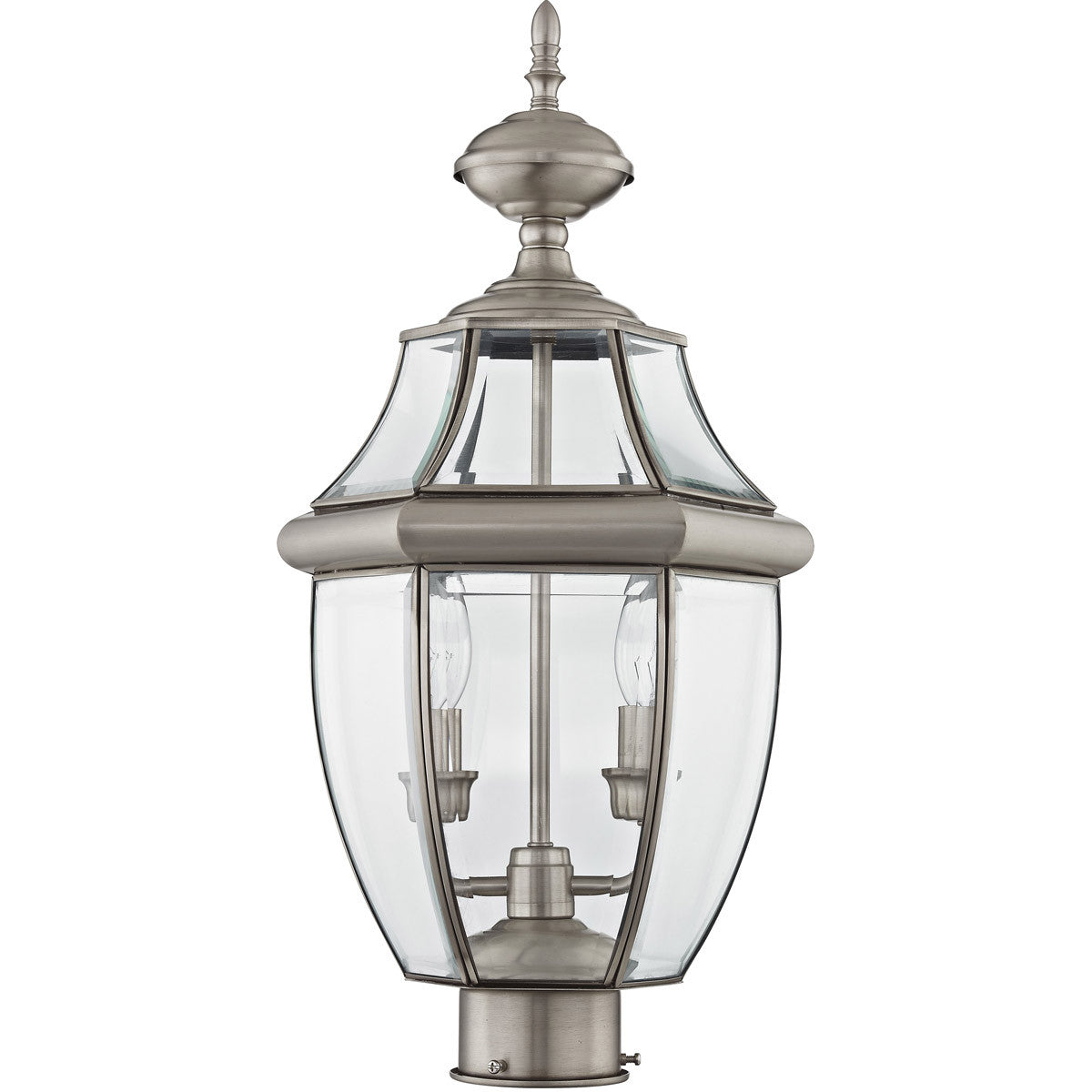 Livex Lighting Monterey Collection 2 Light BN Outdoor Post Lantern in Brushed Nickel 2254-91