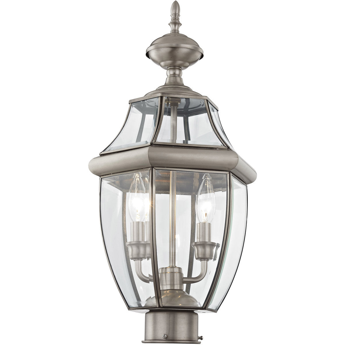 Livex Lighting Monterey Collection 2 Light BN Outdoor Post Lantern in Brushed Nickel 2254-91