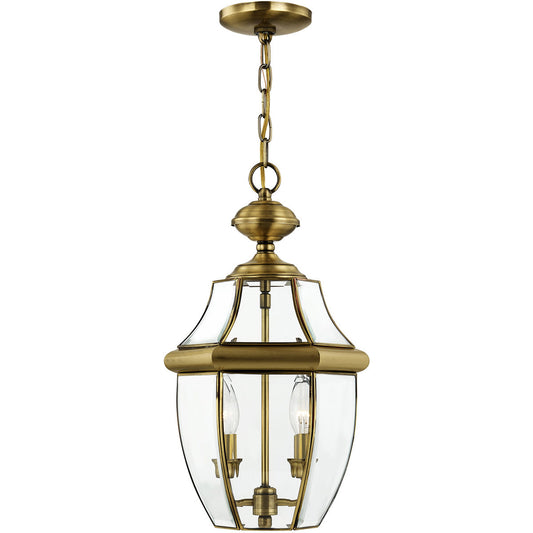 Livex Lighting Monterey Collection 2 Light AB Outdoor Chain Lantern  in Antique Brass 2255-01