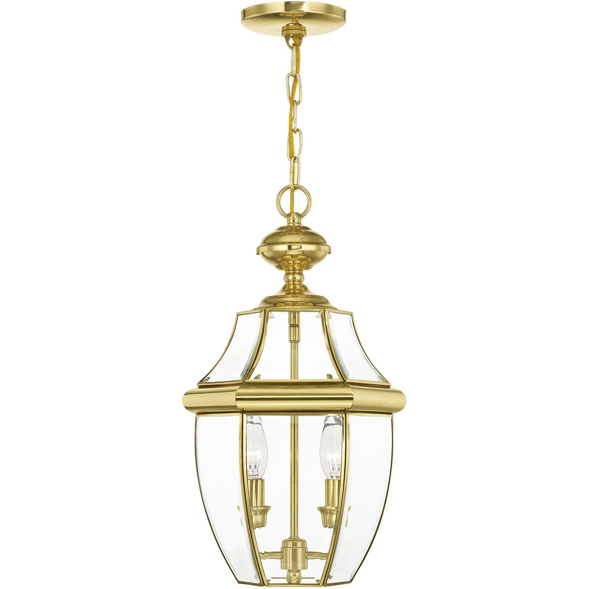 Livex Lighting Monterey Collection 2 Light PB Outdoor Chain Lantern  in Polished Brass 2255-02