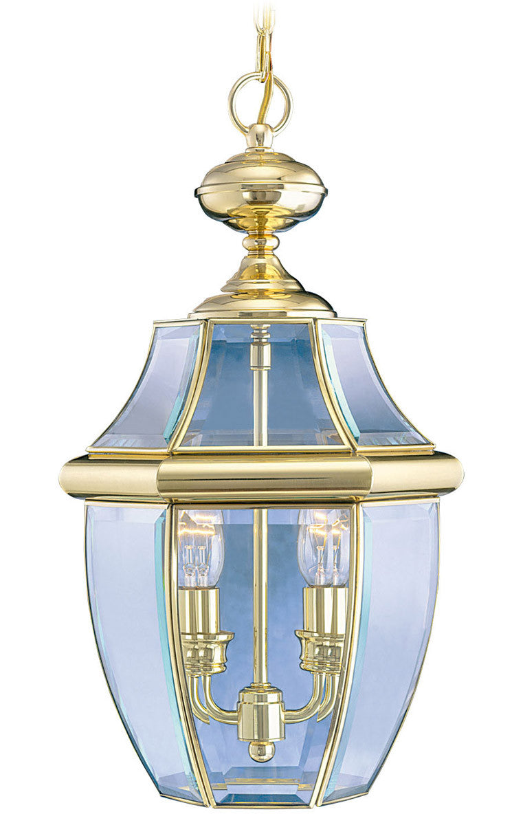 Livex Lighting Monterey Collection 2 Light PB Outdoor Chain Lantern  in Polished Brass 2255-02