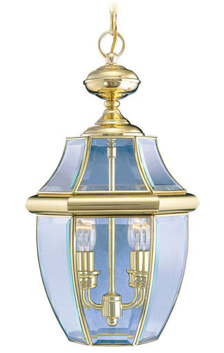 Livex Lighting Monterey Collection 2 Light PB Outdoor Chain Lantern  in Polished Brass 2255-02