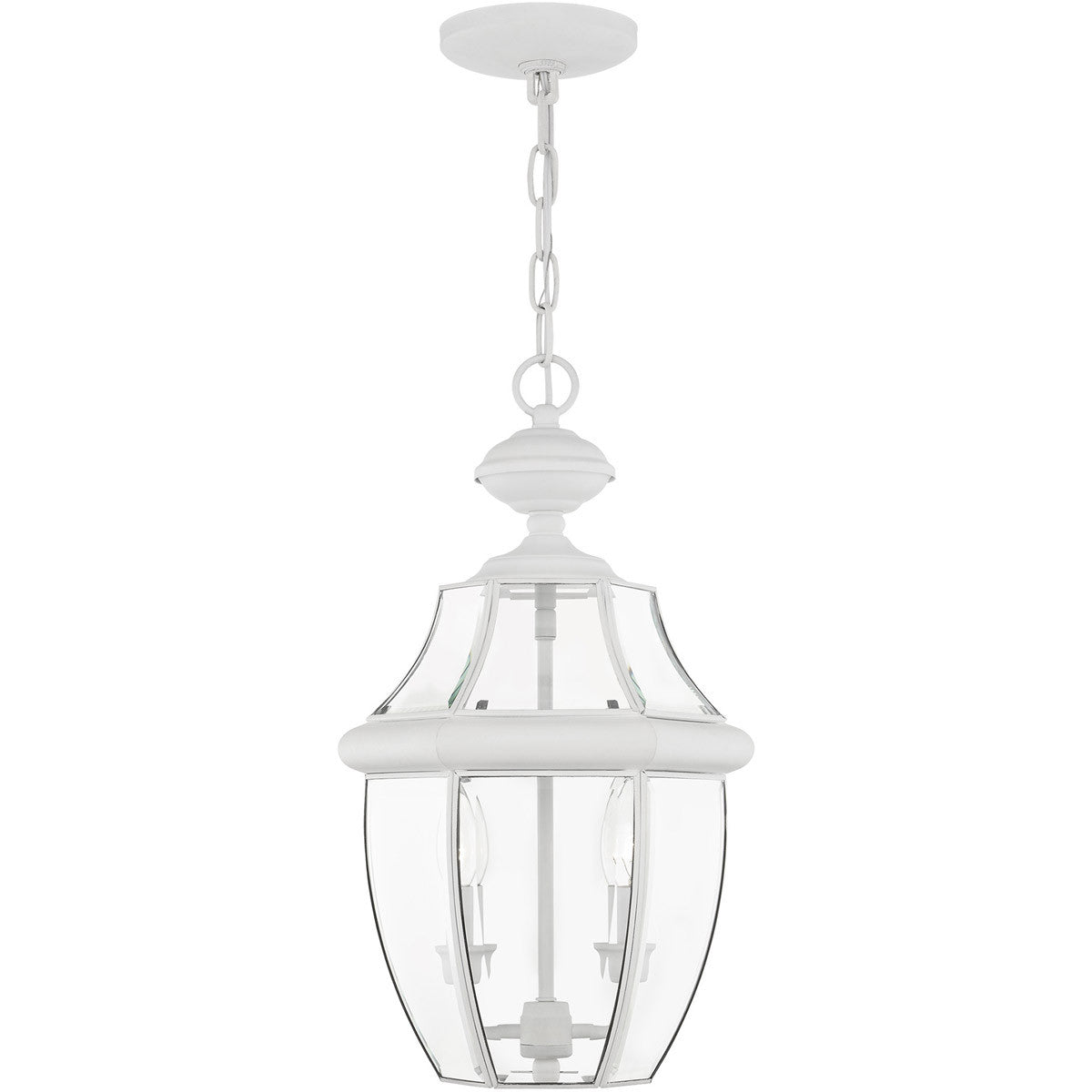 Livex Lighting Monterey Collection 2 Light White Outdoor Chain Lantern  in White 2255-03