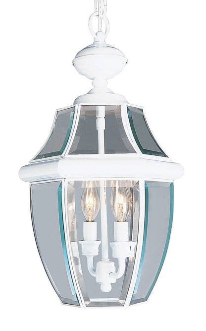 Livex Lighting Monterey Collection 2 Light White Outdoor Chain Lantern  in White 2255-03