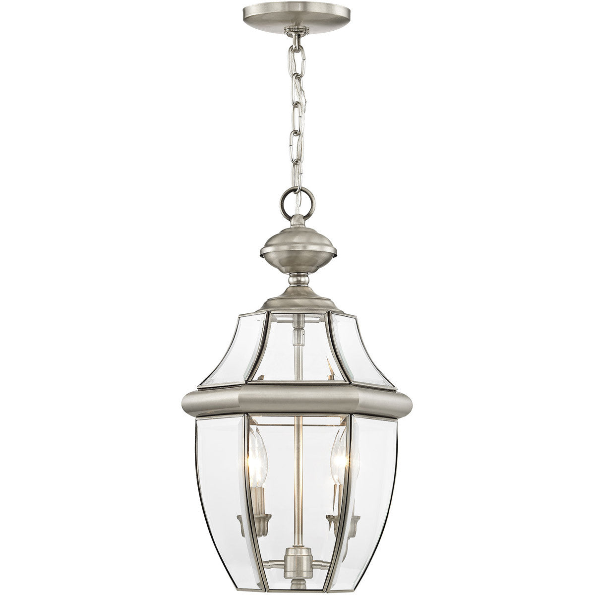 Livex Lighting Monterey Collection 2 Light BN Outdoor Chain Lantern  in Brushed Nickel 2255-91