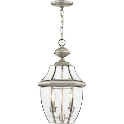 Livex Lighting Monterey Collection 2 Light BN Outdoor Chain Lantern  in Brushed Nickel 2255-91