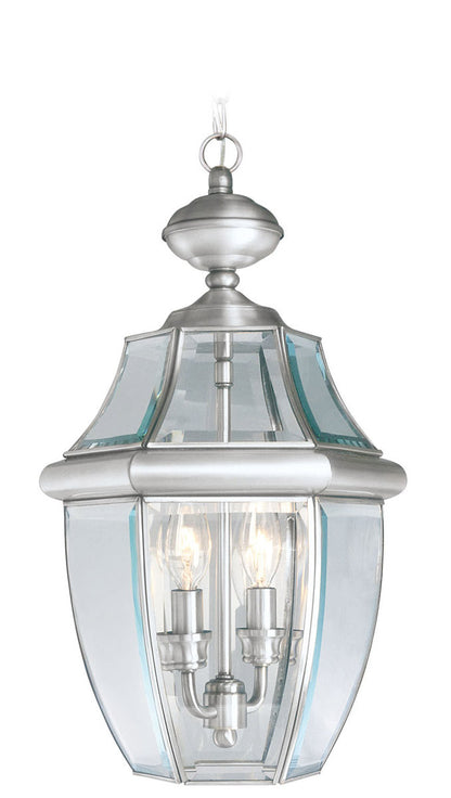 Livex Lighting Monterey Collection 2 Light BN Outdoor Chain Lantern  in Brushed Nickel 2255-91