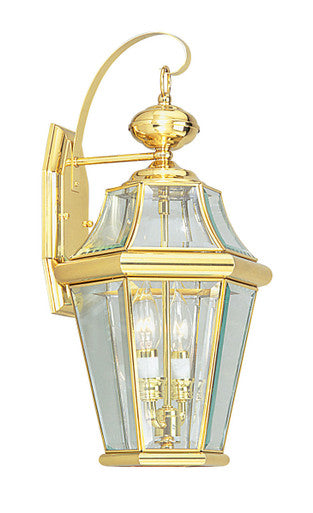 Livex Lighting Georgetown Collection 2 Light PB Outdoor Wall Lantern in Polished Brass 2261-02