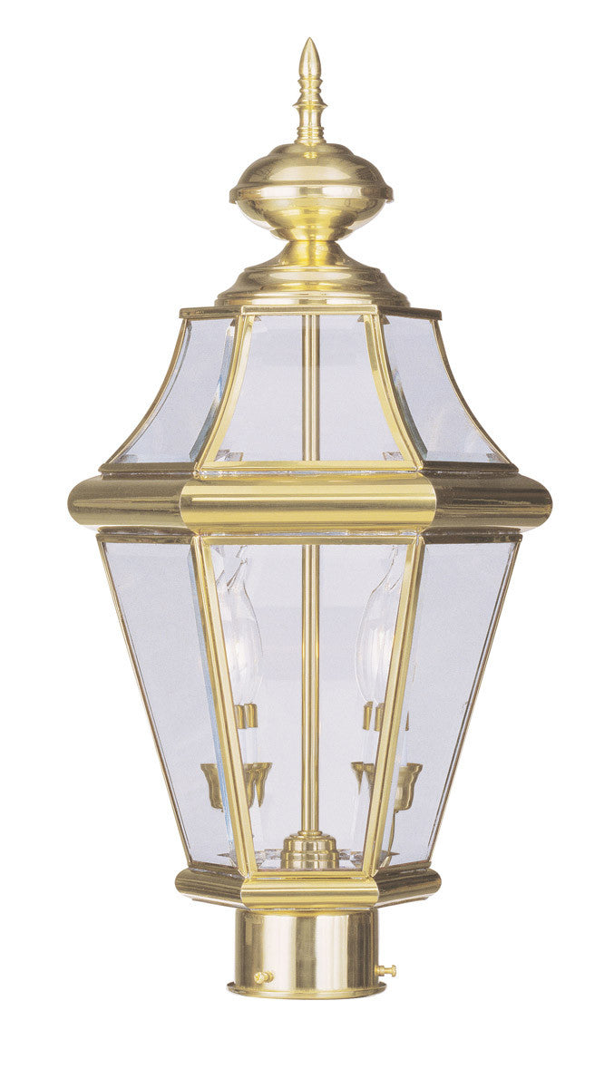 Livex Lighting Georgetown Collection 2 Light PB Outdoor Post Lantern in Polished Brass 2264-02