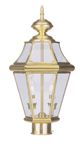 Livex Lighting Georgetown Collection 2 Light PB Outdoor Post Lantern in Polished Brass 2264-02