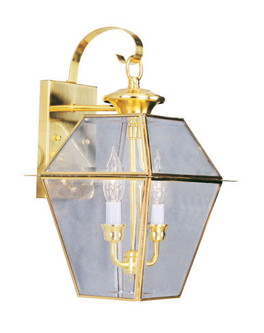 Livex Lighting Westover Collection 2 Light PB Outdoor Wall Lantern in Polished Brass 2281-02