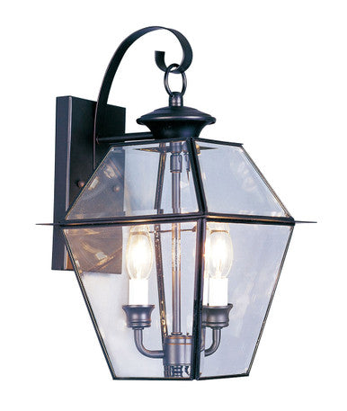 Livex Lighting Westover Collection 2 Light Black Outdoor Wall Lantern in Black 2281-04